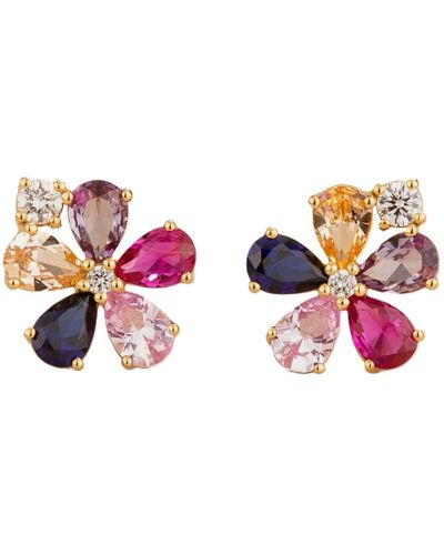 Juvetti Florea Gold Earrings Diamonds & Sapphire - Pink