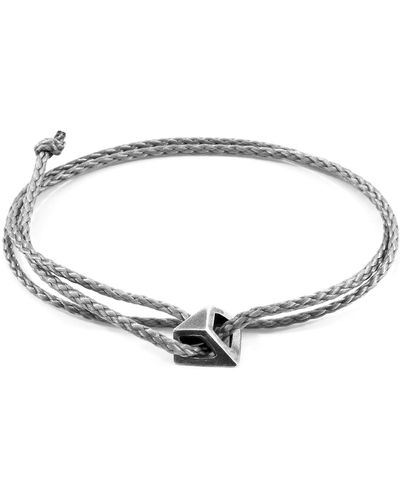Anchor and Crew Classic Arthur Silver & Rope Skinny Bracelet - Gray