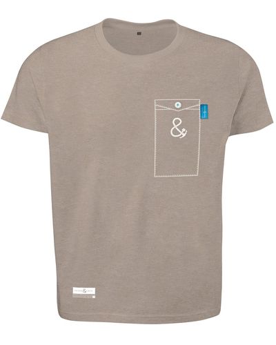 Anchor and Crew Tan Horizon Print Organic Cotton T-shirt - Grey