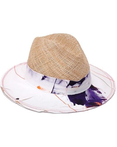Justine Hats Neutrals Artistic Straw Fedora Hat - Multicolour