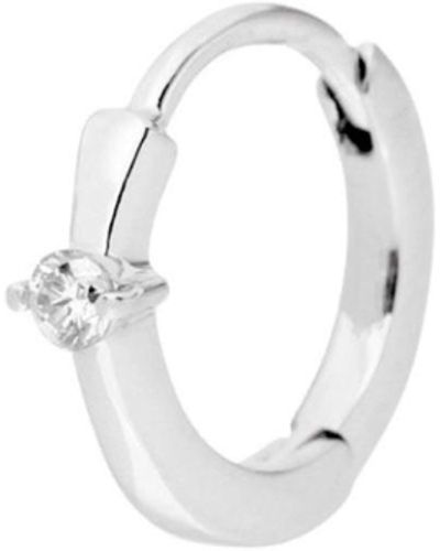 Zohreh V. Jewellery Mini Diamond Solitaire huggie Hoop Earring 9k White Gold - Metallic
