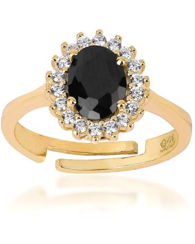 BY EDA DOGAN Black Sapphire Vintage Adjustable Ring - Metallic