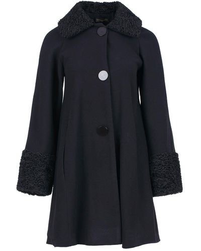 Conquista Wool Button Coat With Cuff & Collar Detail - Blue