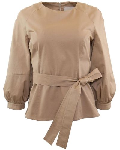 Theo the Label Neutrals Thallo Belted Top - Natural