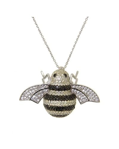 Cosanuova Rhodium Plated Sterling Silver Busy Bee Necklace - Metallic