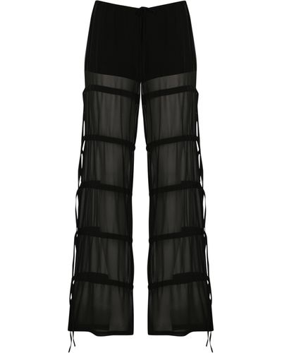 Khéla the Label Back To Adjustable Chiffon Trousers In - Black
