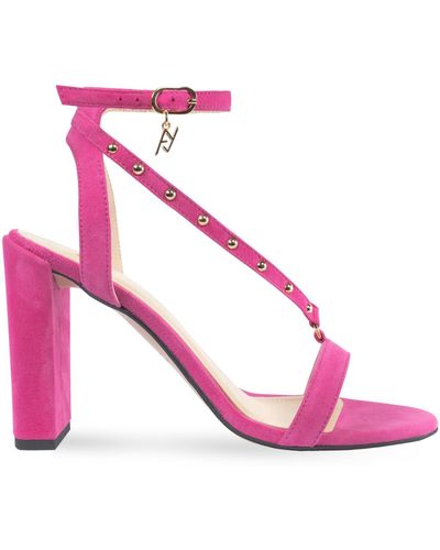 Angelika Jozefczyk Fucsia Suede Sandals With Rivets - Pink