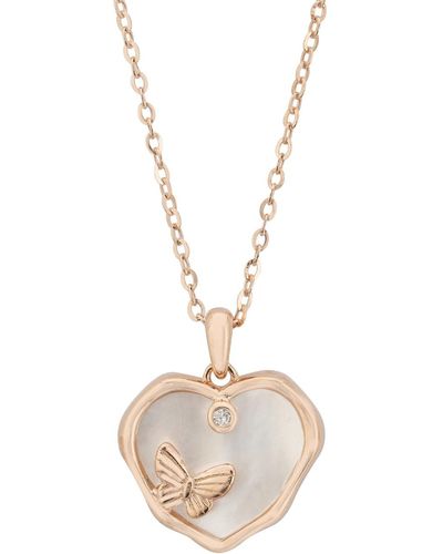 LÁTELITA London Butterfly Heart Mother Of Pearl Pendant Necklace Rosegold - Metallic