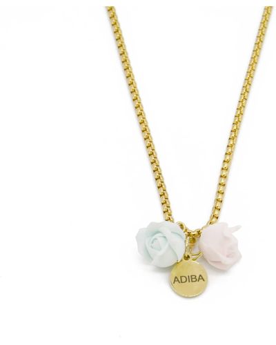 ADIBA Pastel Roses Handmade Necklace - Metallic