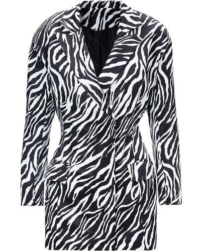 BLUZAT Zebra Print Blazer Dress - Black