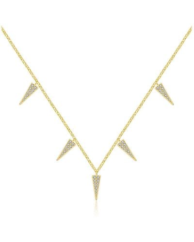 Genevieve Collection 18k Yellow Gold Triangle Shape Diamond Necklace Choker - Metallic