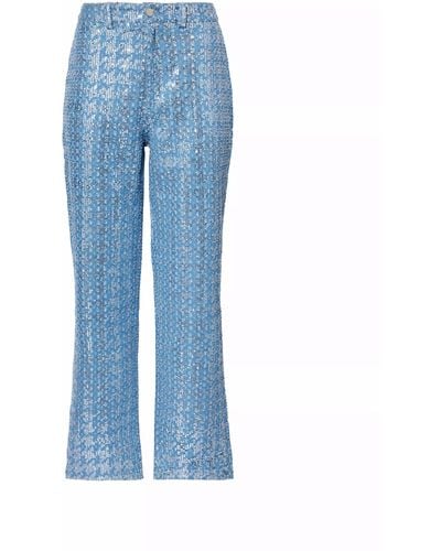 Amy Lynn Bambi Sequin Embellished Denim Trousers - Blue