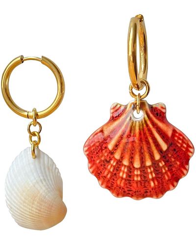 Smilla Brav Ceramic Shell Earrings Puglia - Red