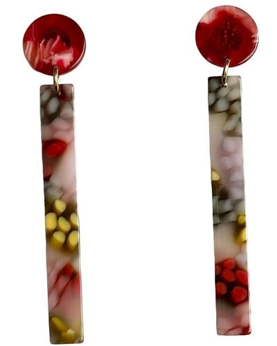 CLOSET REHAB Matchstick Drop Earrings In Bloom With A View - Red