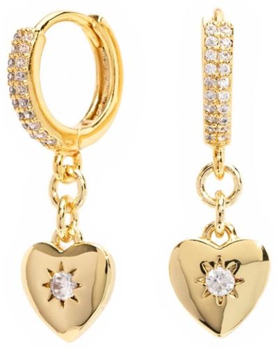 The Essential Jewels Amour Heart-shaped Filled Drop Earrings - Metallic