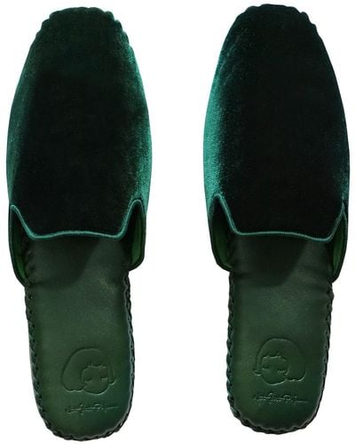 NOT JUST PAJAMA Classic Handmade Slippers - Green