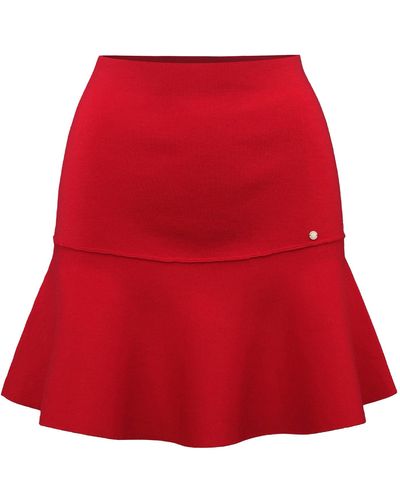 tirillm Annie Fla Skirt In Extra Fine Merino Wool, - Red