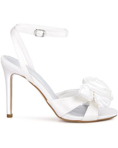 Rag & Co Chaumet Rose Bow Satin Heeled Sandals - White