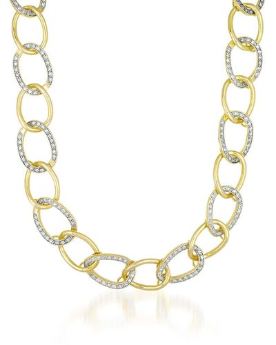 Genevive Jewelry Pompidou Dual Golden & Cz Midi Chain Necklace - Metallic