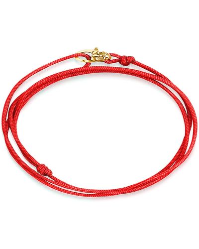 Nialaya Wrap-around String Bracelet With Sterling Silver Gold Plated Lock - Red