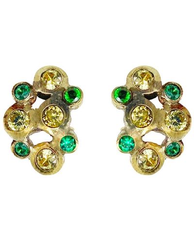 Lily Flo Jewellery Astra Bliss Yellow Sapphire And Emerald Earrings - Green