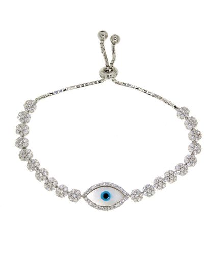Cosanuova White Mother Of Pearl Evil Eye Bracelet - Metallic