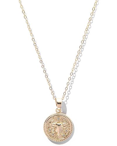 The Essential Jewels Taurus Zodiac Medallion Pendant Filled Necklace - Metallic