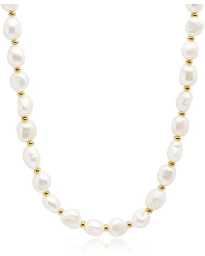 Nialaya Baroque Pearl Choker With Gold Beads - Metallic