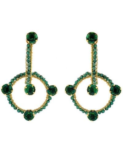 Lavish by Tricia Milaneze Emerald & Gold Prisma Drop Handmade Earrings - Green