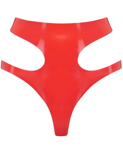 Elissa Poppy Latex Cut Out Thong - Red