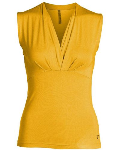 Conquista Faux Wrap Top - Yellow