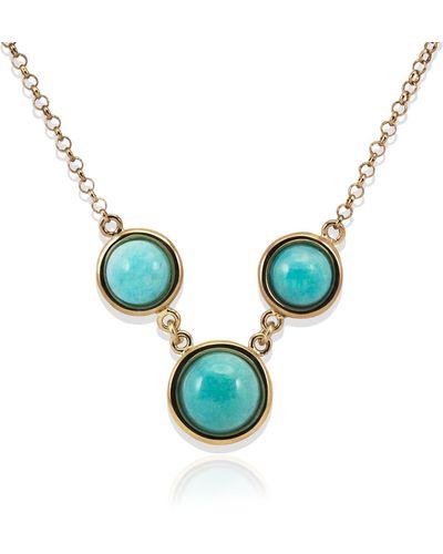 Vintouch Italy Satellite Rose Gold Vermeil Amazonite Necklace - Green