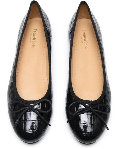 French Sole Amelie Black Patent Crocodile