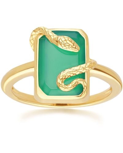 Gemondo Green Chalcedony Snake Wrap Ring In Gold Plated Sterling Silver - Multicolor