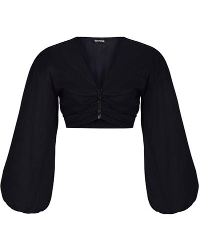 Nocturne Crop Top With Knot - Black
