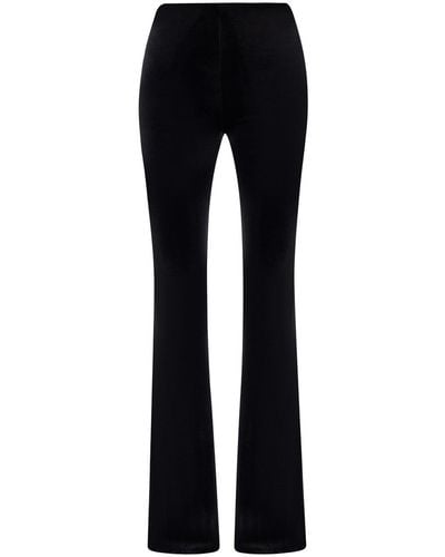 LIA ARAM High-rise Velvet Flared Trousers - Black