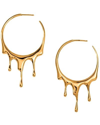 MARIE JUNE Jewelry Dripping Circular M-2 Vermeil Hoop Earrings - Metallic