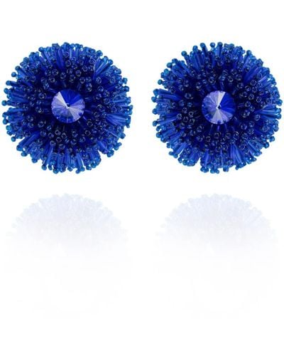 Saule Label Chiara Earrings In Cobalt Sparkle - Blue