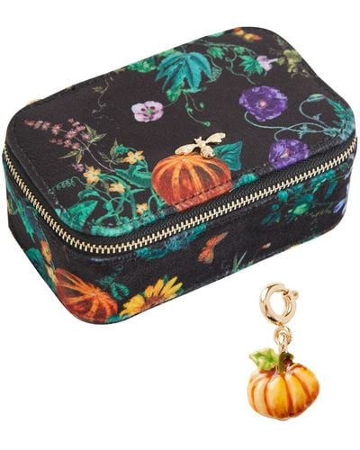 Fable England Fable Black Pumpkin Small Jewelry Box, Pumpkin Charm - Multicolor