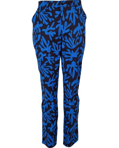 lords of harlech Charles Loop Coral Canvas Pants - Blue