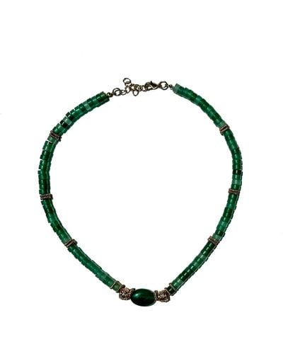 Babaloo Agate Beaded Necklace - Green