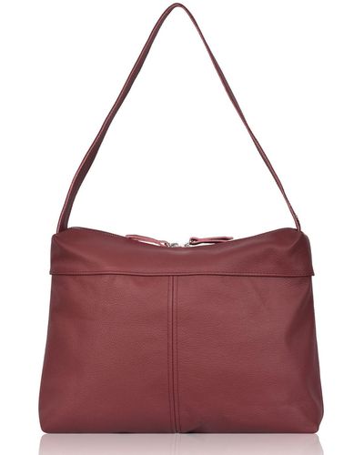 Owen Barry Leather Shoulder Bag Maroon Lizzie - Purple