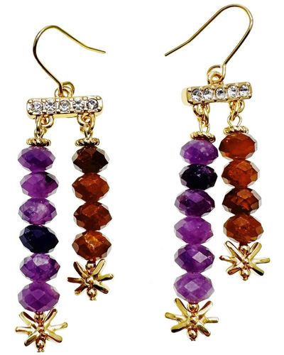 Farra Purple Amethyst And Orange Garnet Tassel Earrings - Multicolor