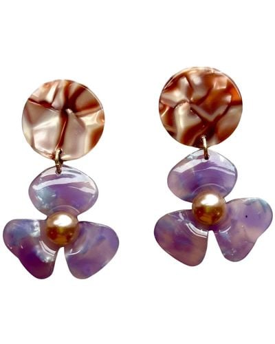 CLOSET REHAB Neutrals / Pearl Water Poppy Drop Earrings In Do You Lilac It? - Purple