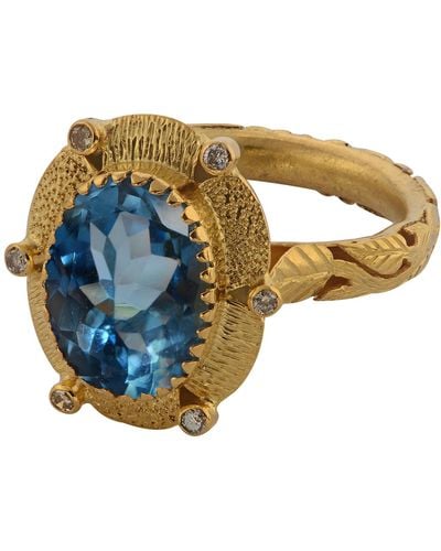 Emma Chapman Jewels Greta Topaz Diamond Gold Ring - Blue