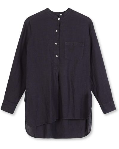 Burrows and Hare Linen Tunic Shirt - Blue