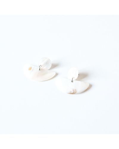 LIKHÂ Mother-of-pearl Geometric Earrings Coin Half Moon Pearl - White