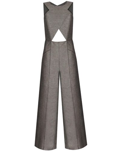 Mirimalist Aura Linen Jumpsuit - Grey