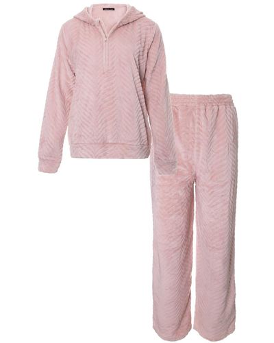 Pretty You London Cozy Chevron Co-ord Lounge Suit In Rose - Pink