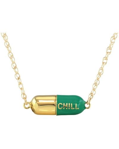 Kris Nations Big Chill Pill Chain Necklace & Gold Filled - Green